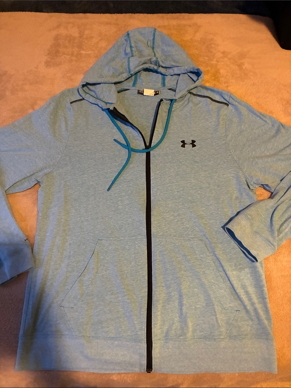 Under Armour Light Blue Hooded Full-Zip Jacket with Teal Drawcord